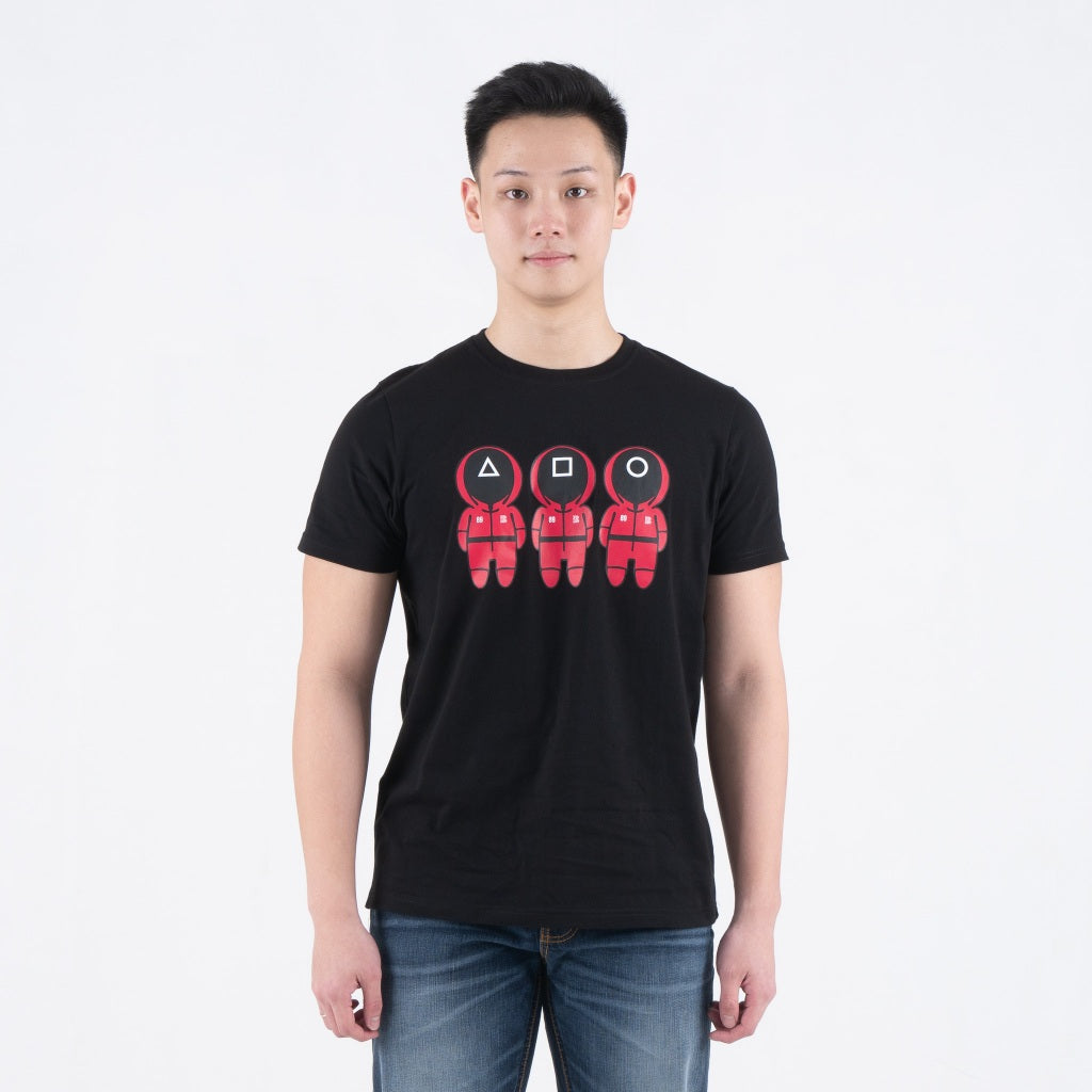 Benhill T-shirt Pria Grafis Katun 30s Combed Pendek Black A473-39268