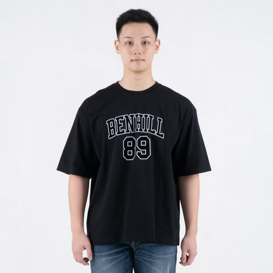 Benhill T-Shirt Pria Oversized Fit Cotton 20s Combed Pendek Black A460-39268