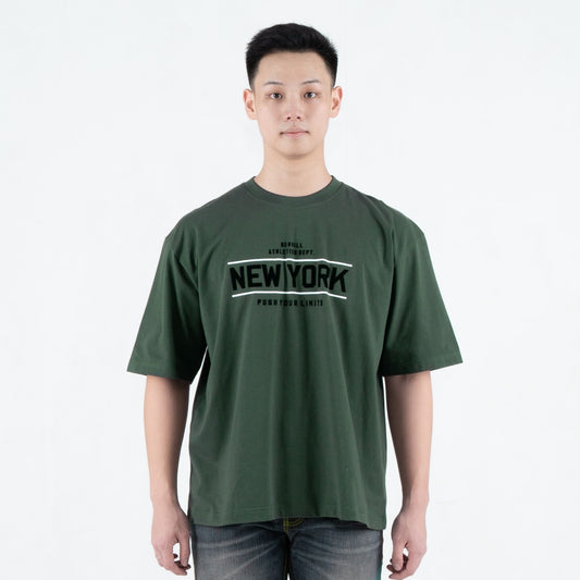 Benhill T-Shirt Pria Oversized Fit Cotton 20s Combed Pendek Hijau Botol A463-39H68