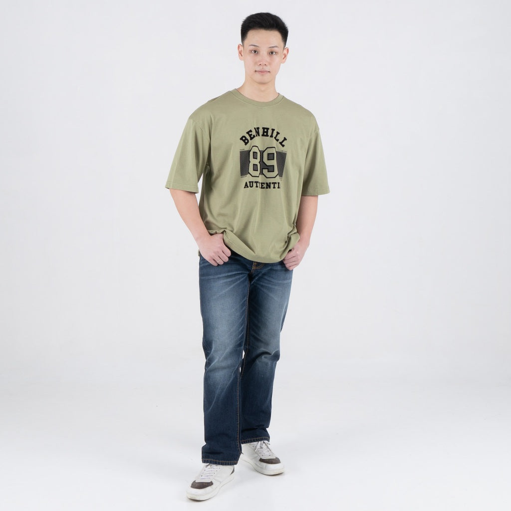 Benhill T-Shirt Pria Oversized Fit Cotton 20s Combed Pendek Olive A462-39768