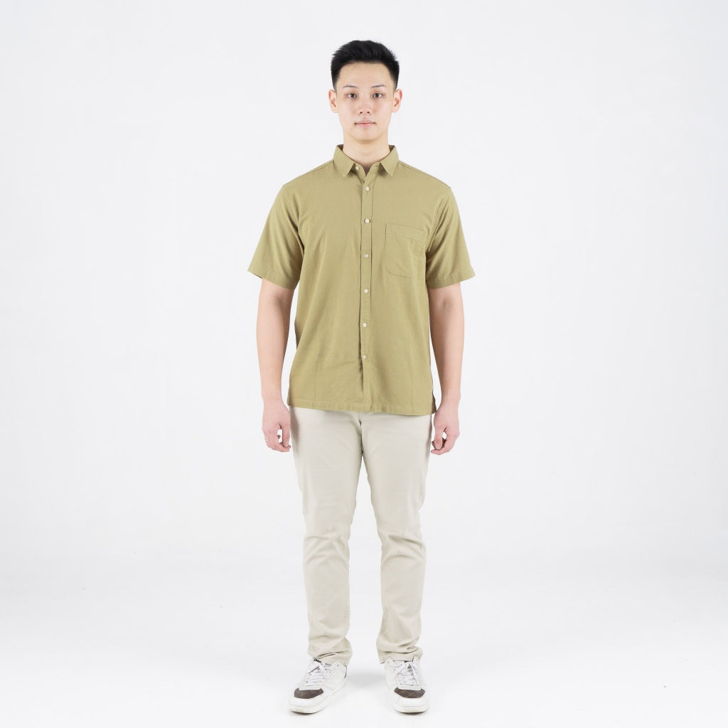 Benhill Kemeja Pria Polos Linen Pendek 5 Warna 27098-50329-51465