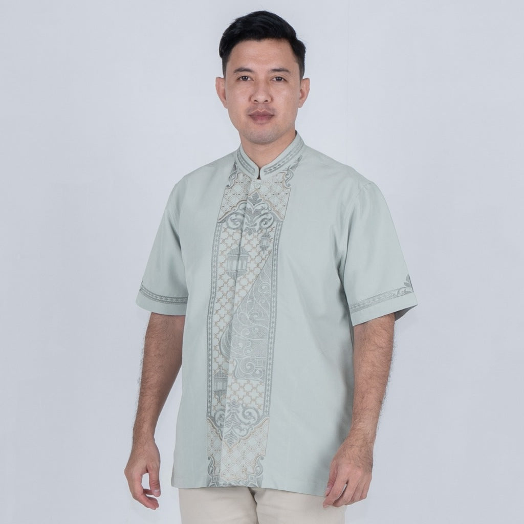 Benhill Taqwa Koko Bordir Pria Pendek LIght Grey 2513-14-15-327