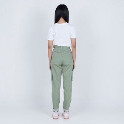 Benhill Celana "Miso" Wanita Cotton Stretch High Waist Cargo Pants Olive A521-2270Y