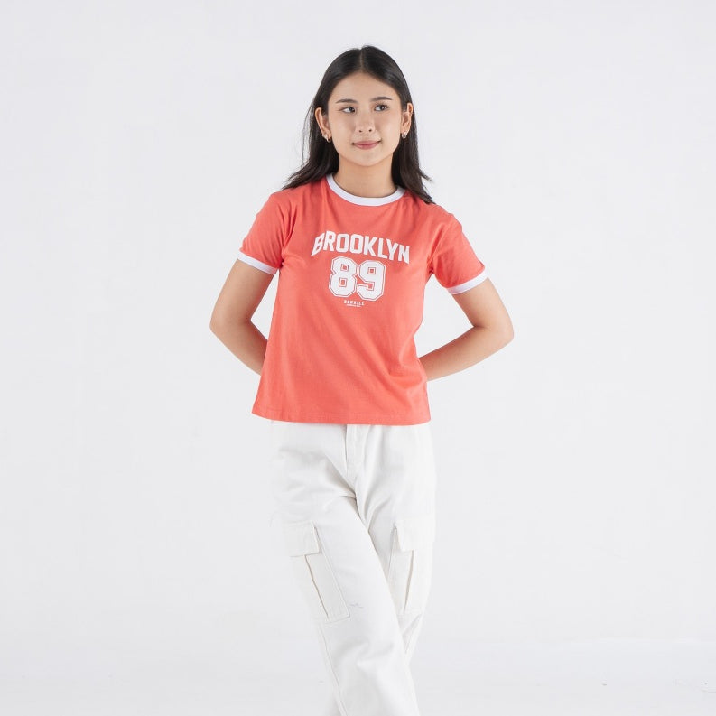 Benhill T-shirt Wanita Grafis Pendek Salmon A586-39486