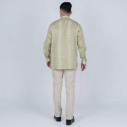 Benhill Kemeja Koko Pria "Tenun Sultan" Dobby Printing Panjang Dusty Green 51025-36E09