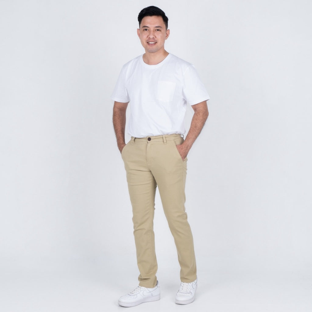 Benhill Celana Pria Panjang Chino Pants Slim Fit Katun Stretch Sand 51214-15-325