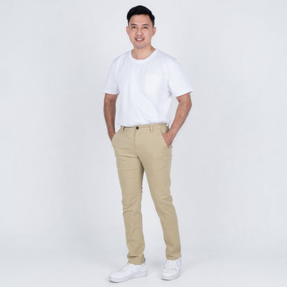 Benhill Celana Pria Panjang Chino Pants Slim Fit Katun Stretch Sand 51214-15-325