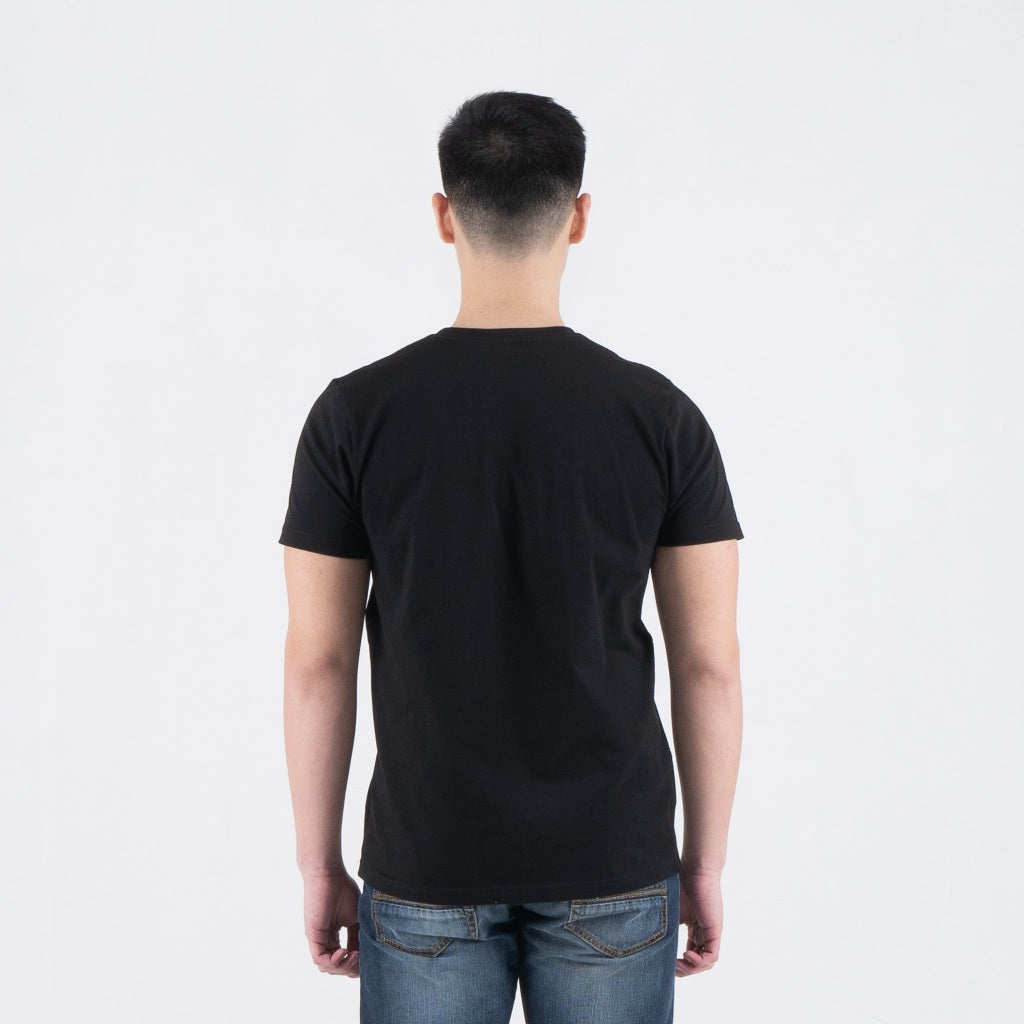 Benhill T-shirt Pria Grafis Katun 30s Combed Pendek Black A473-39268