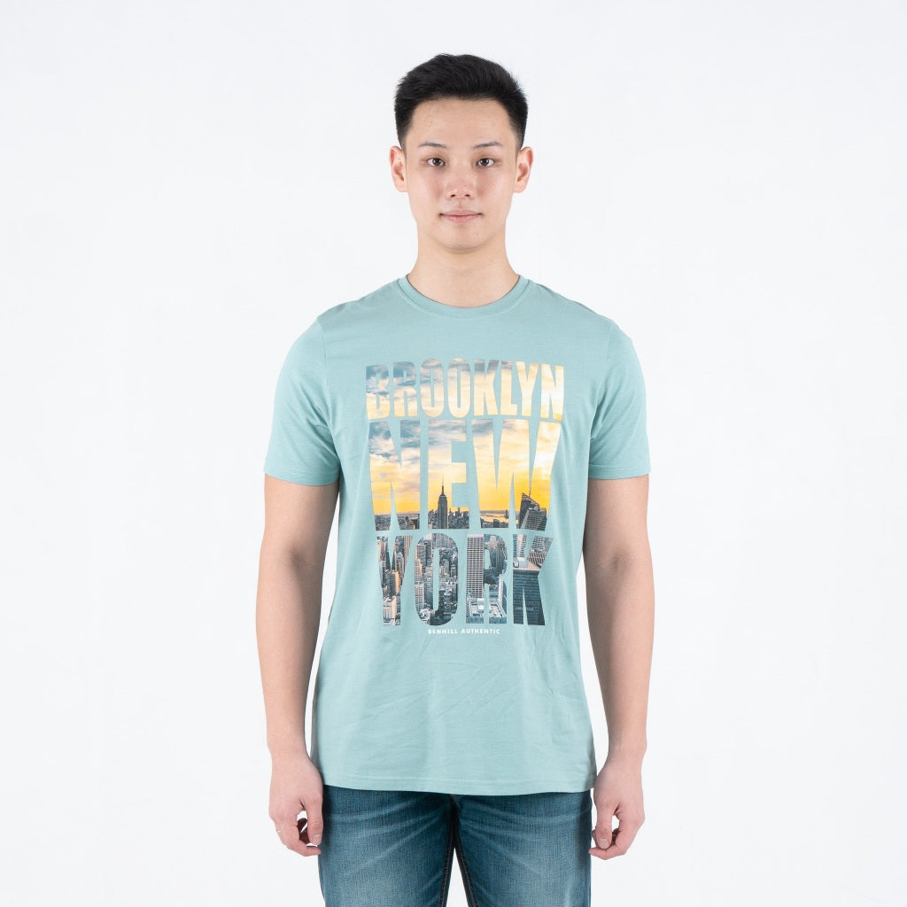 Benhill T-shirt Pria Grafis Katun 30s Combed Pendek Telur Asin A485-39768