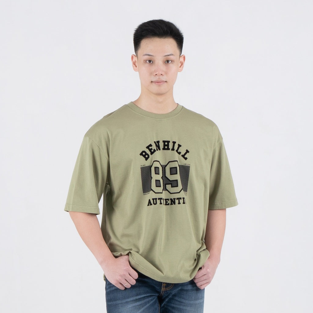 Benhill T-Shirt Pria Oversized Fit Cotton 20s Combed Pendek Olive A462-39768