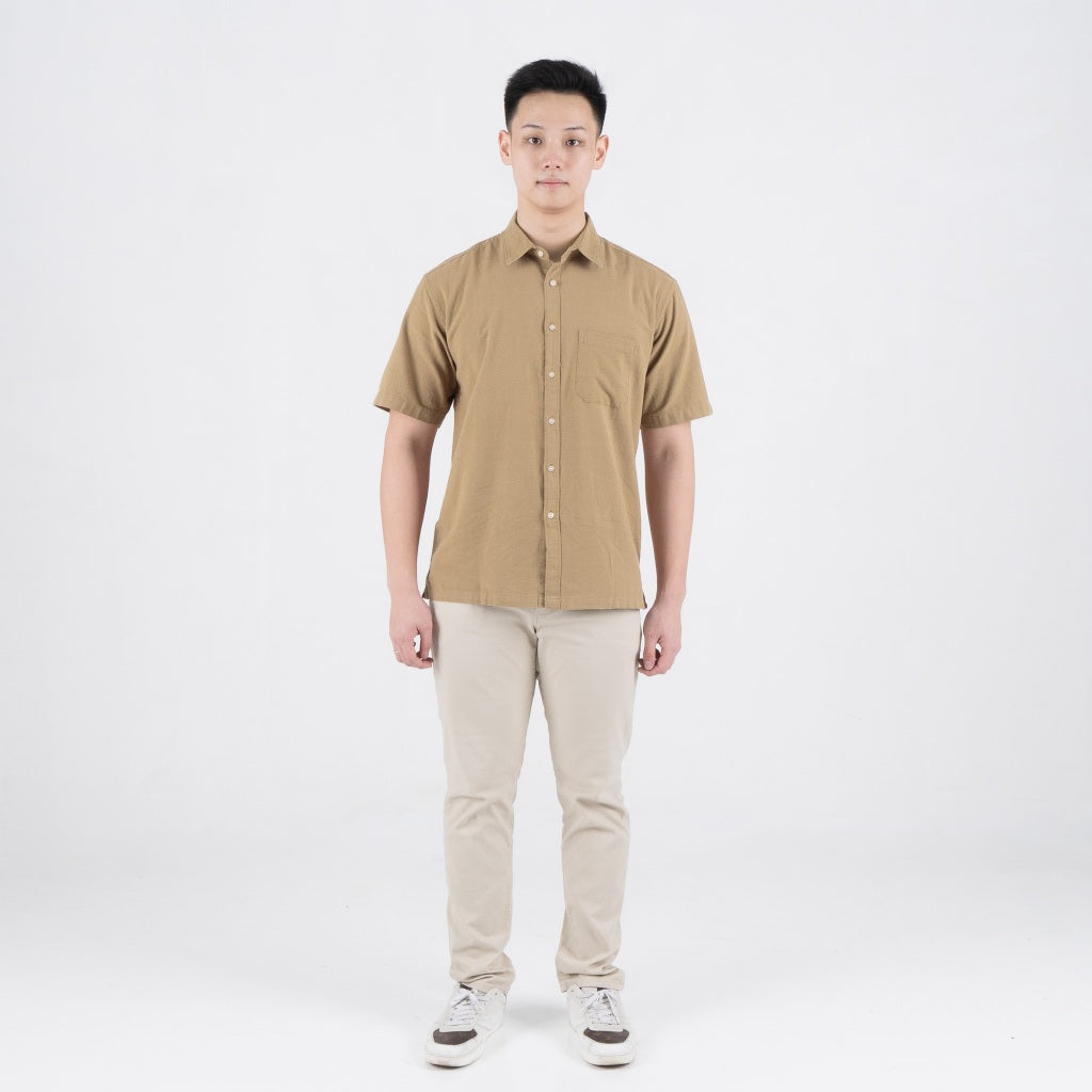 Benhill Kemeja Pria Polos Linen Pendek 5 Warna 27098-50329-51465