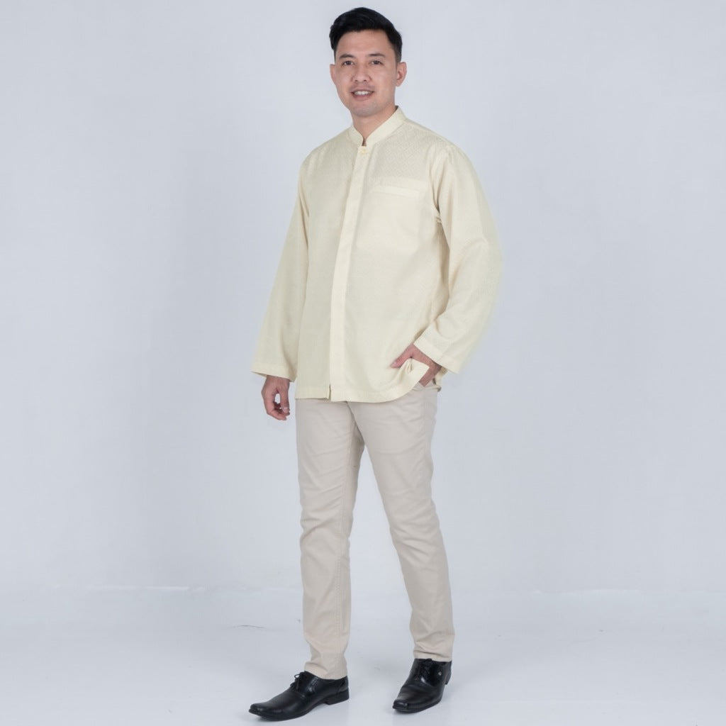 Benhill Kemeja Koko Pria "Tenun Sultan" Dobby Panjang Beige 29934-36909
