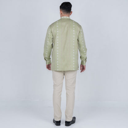 Benhill Kemeja Koko Pria "Tenun Sultan" Dobby Printing Panjang  Sage 51029-36E09