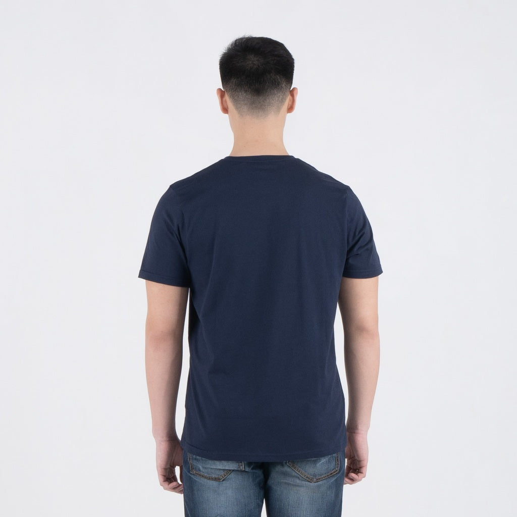 Benhill T-shirt Pria Grafis Katun 30s Combed Pendek Navy A481-39G68