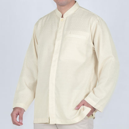 Benhill Kemeja Koko Pria "Tenun Sultan" Dobby Panjang Beige 29934-36909