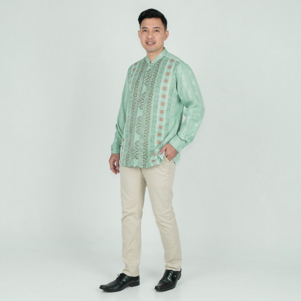 Benhill Kemeja Koko Pria "Tenun Sultan" Dobby Printing Panjang Mint 51027-36Y09