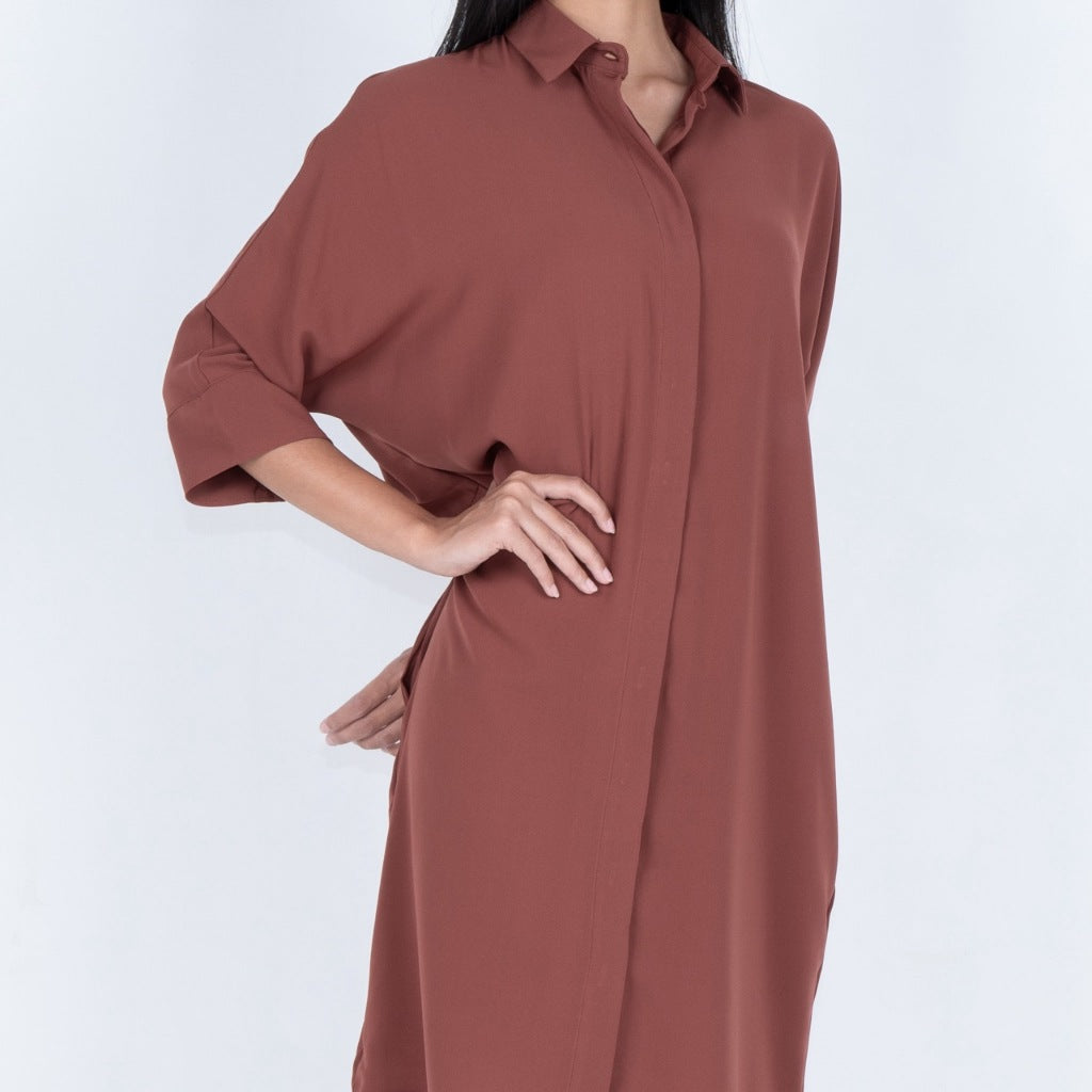 Benhill Tunik Kaftan Wanita Polos Bronze,Off White,Black,Terracotta