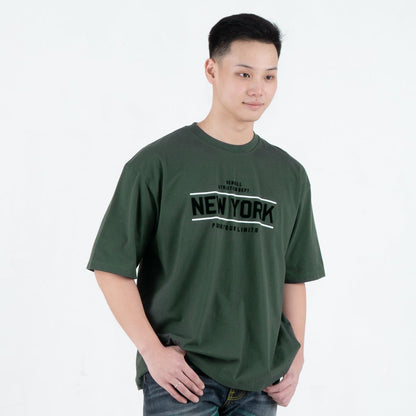 Benhill T-Shirt Pria Oversized Fit Cotton 20s Combed Pendek Hijau Botol A463-39H68