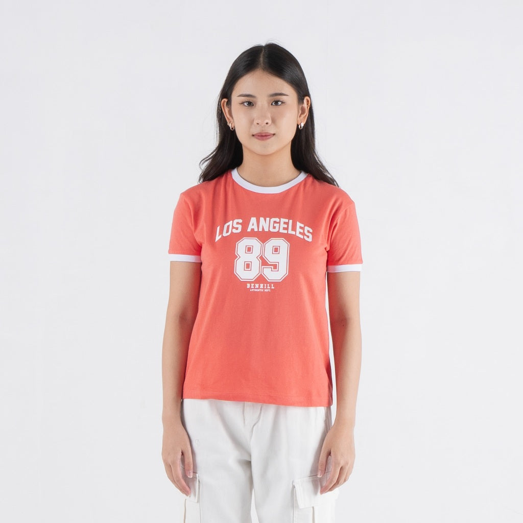 Benhill T-shirt Wanita Grafis Pendek Salmon - Black A585-A583