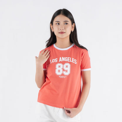 Benhill T-shirt Wanita Grafis Pendek Salmon - Black A585-A583