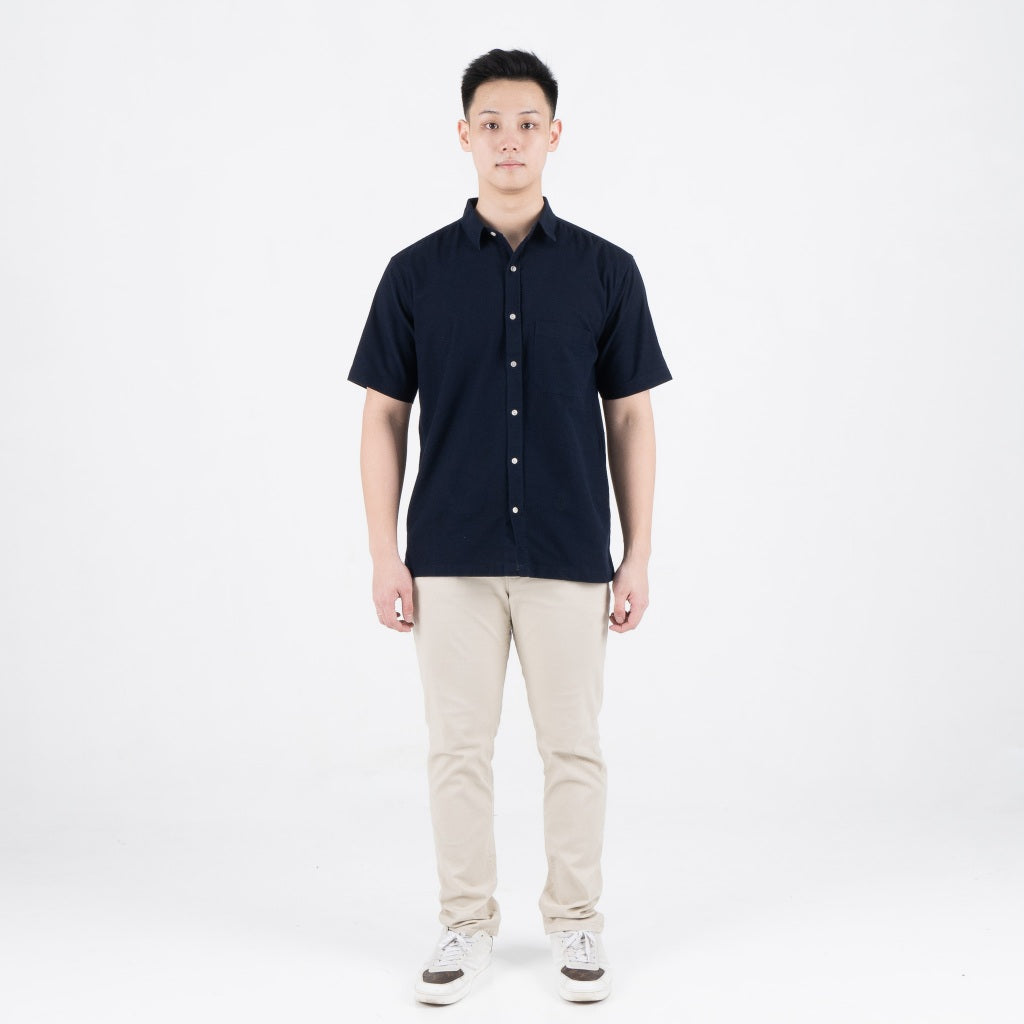 Benhill Kemeja Pria Polos Linen Pendek 5 Warna 25785-50329-51465