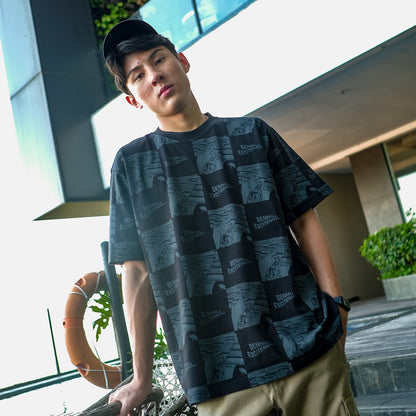 Benhill T-Shirt Pria Oversized Fit Cotton 20s Combed Pendek Black A435-29268