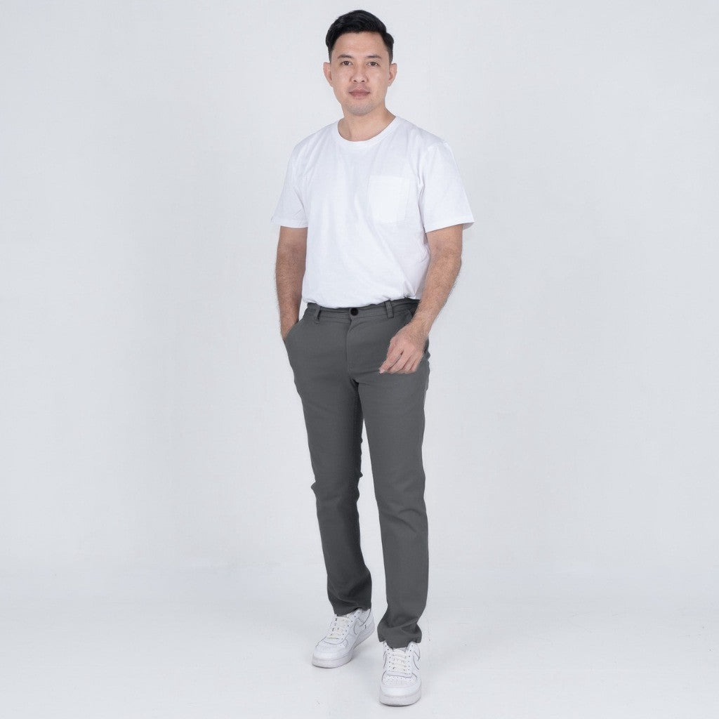 Benhill Celana Pria Panjang Chino Pants Slim Fit Katun Stretch Dark Grey 51240-41-32P