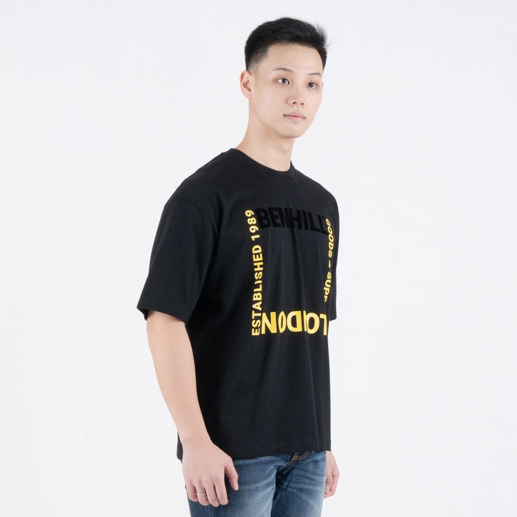 Benhill T-Shirt Pria Oversized Fit Cotton 20s Combed Pendek Black A464-39268