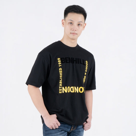 Benhill T-Shirt Pria Oversized Fit Cotton 20s Combed Pendek Black A464-39268