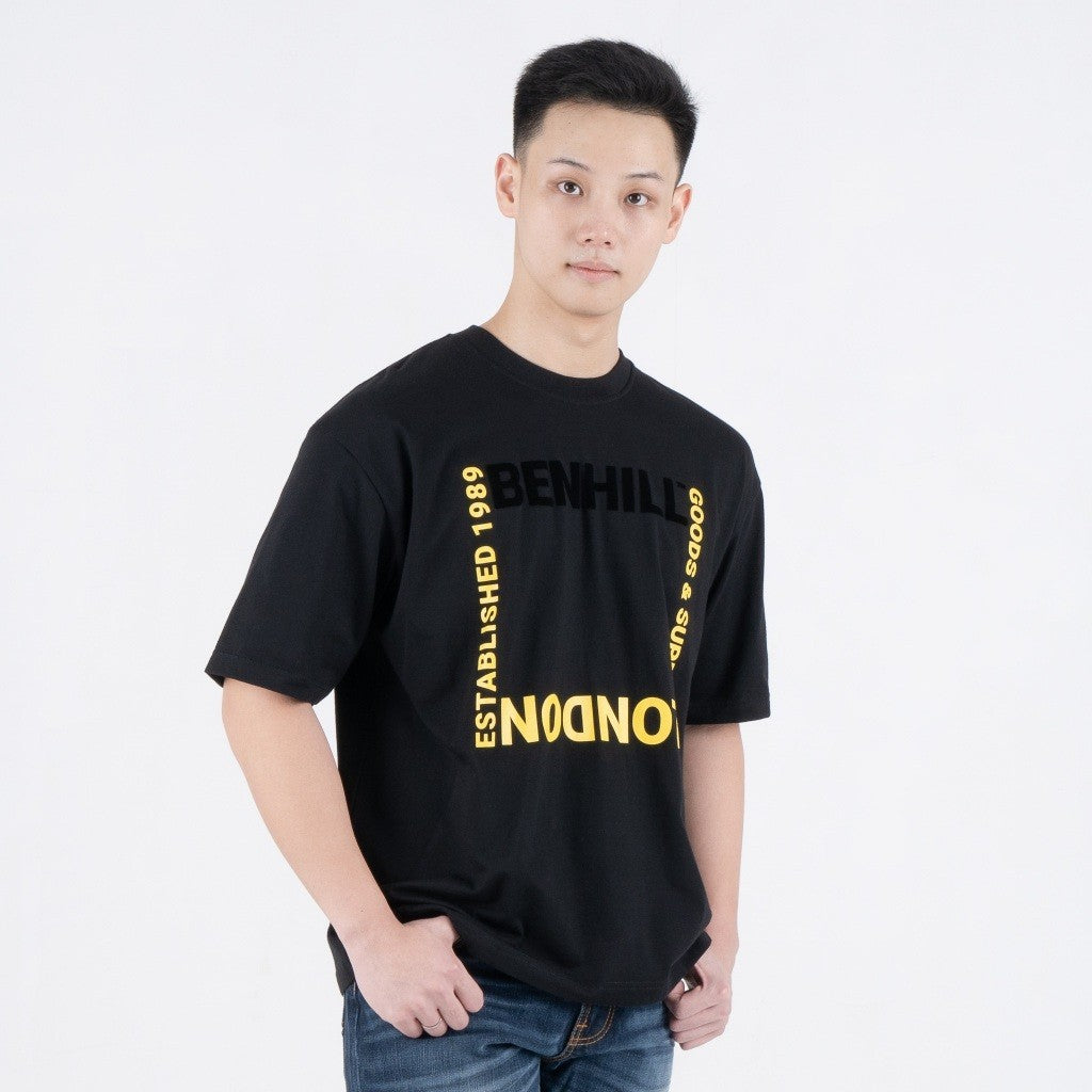 Benhill T-Shirt Pria Oversized Fit Cotton 20s Combed Pendek Black A464-39268