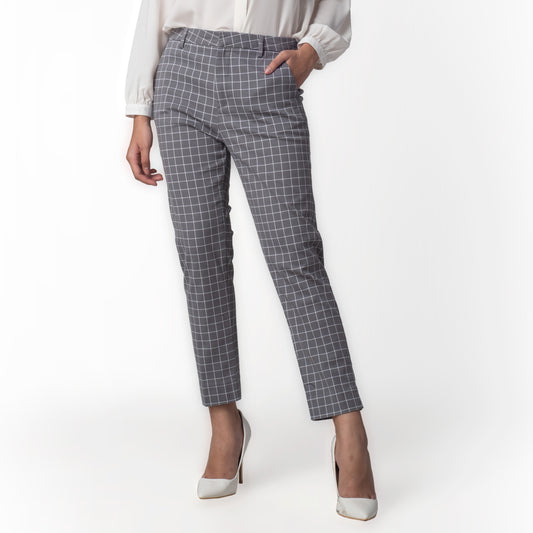 Celana Tartan Wanita "Narae" Plaid Pants Kotak Kotak Grey 260-32682