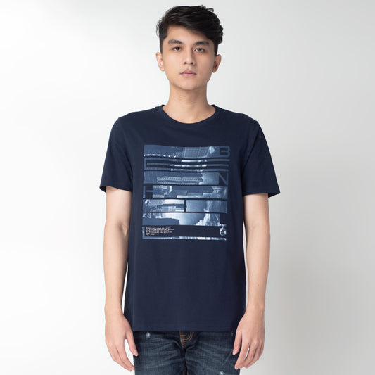 Benhill Kaos Grafis Katun 30s Combed Lengan Pendek Navy 329-35368