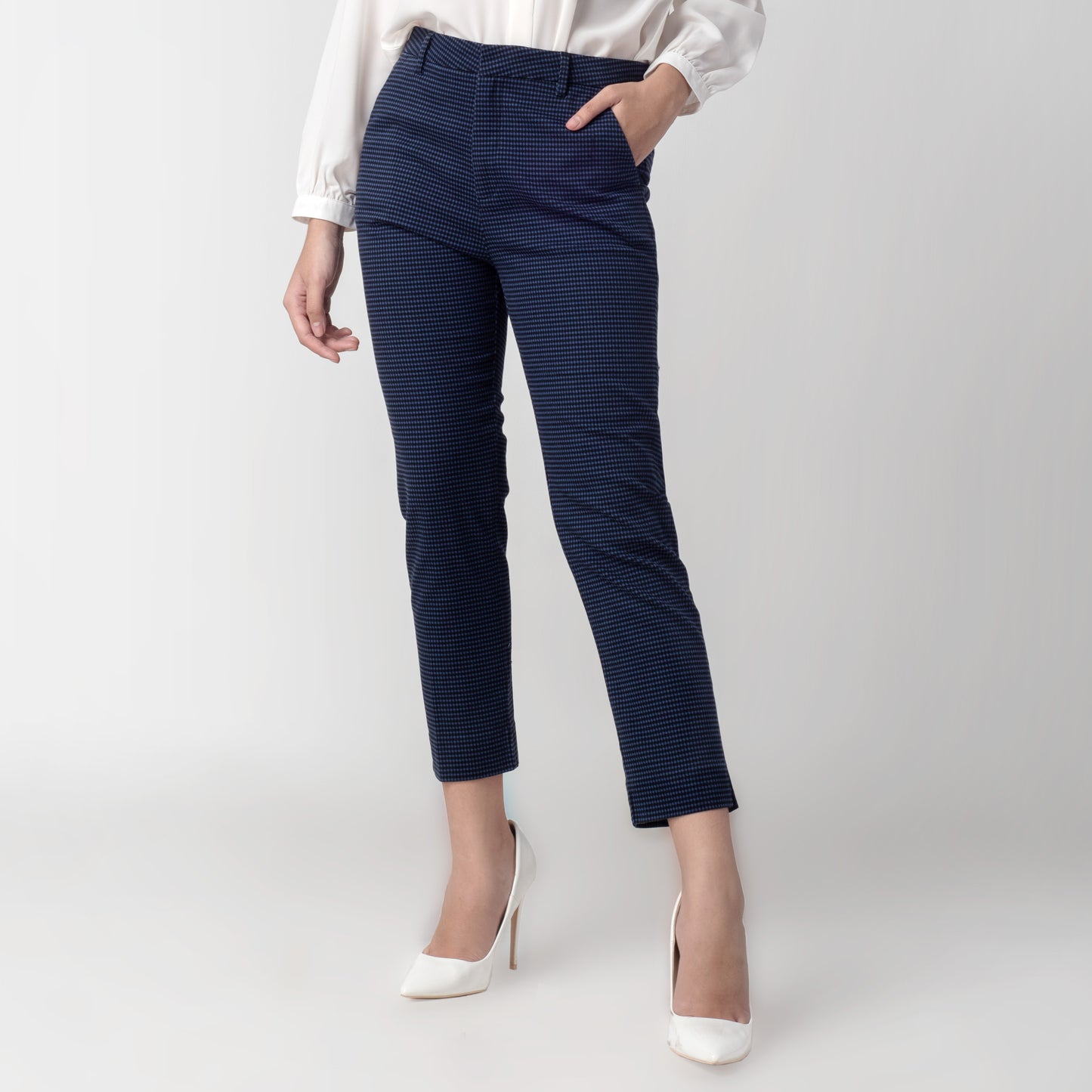 Celana Tartan Wanita "Narae" Plaid Pants Blue 266-32382