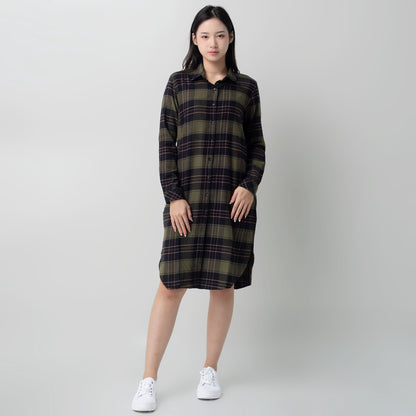 Benhill Kemeja Tunik Flannel Wanita Kotak  Hijau  Army 1152-11S35