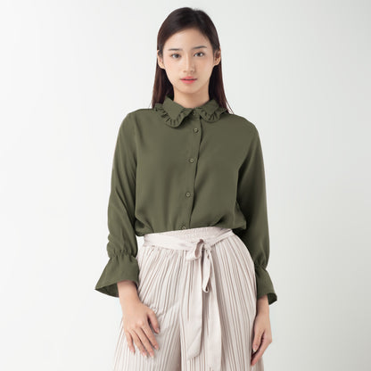 Benhill "Hyeon" Tops Kemeja Wanita Hijau Army 275-39788