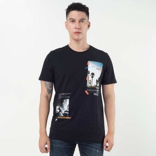 Benhill Kaos Grafis Katun 30s Combed Lengan Pendek Black 422-15268