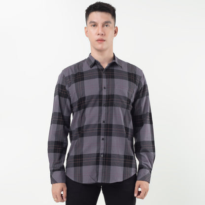 Benhill Kemeja Pria Flannel Lengan Panjang  Kotak Abu 25256-57-11633