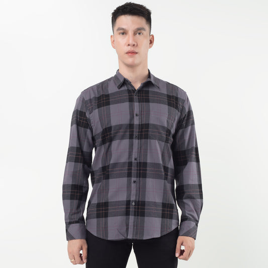 Benhill Kemeja Pria Flannel Lengan Panjang  Kotak Abu 25256-57-11633