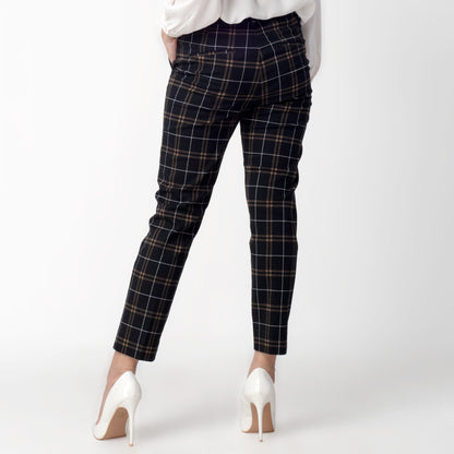 Celana Tartan Wanita "Narae" Plaid Pants Kotak Black 258-32282