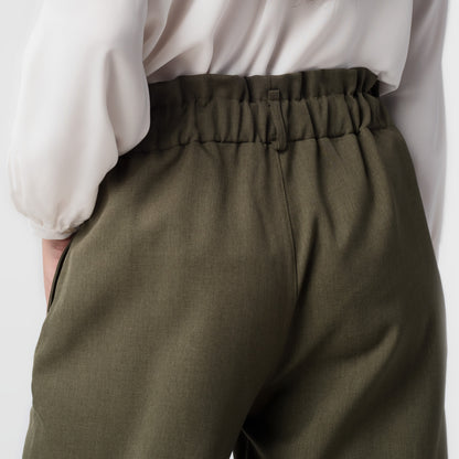 Benhill Celana " Eunji"  Bahan Wanita High Waist Jogger Pant Pinggang Karet Olive 237-39775