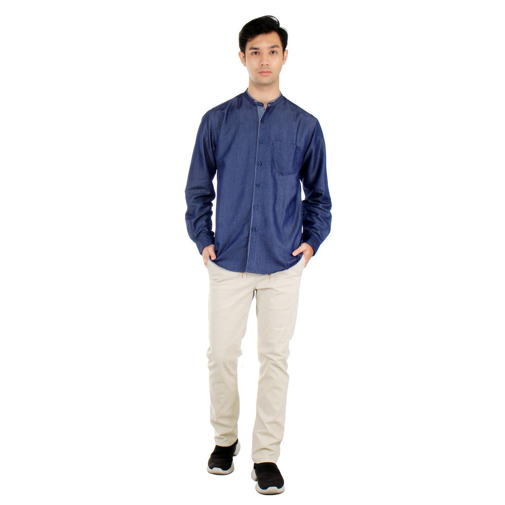 Benhill Kemeja Koko Pria Denim Lengan Panjang Navy Blue 24757-24758-79309