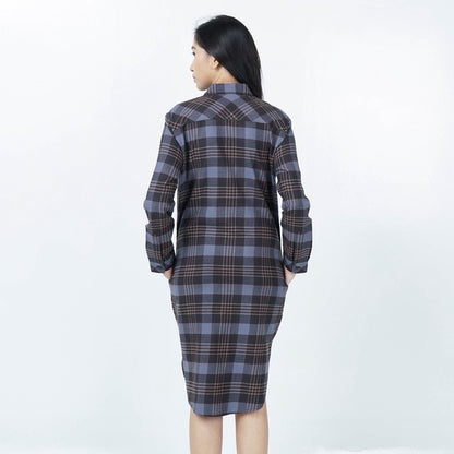 Benhill Kemeja Tunik Flannel Wanita Kotak  Abu 726-11635