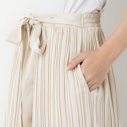 Benhill Celana Wanita "Yoana" Pants Pleated Cullotes Pinggang Karet Dengan Tali Pinggang Cream 277-39590