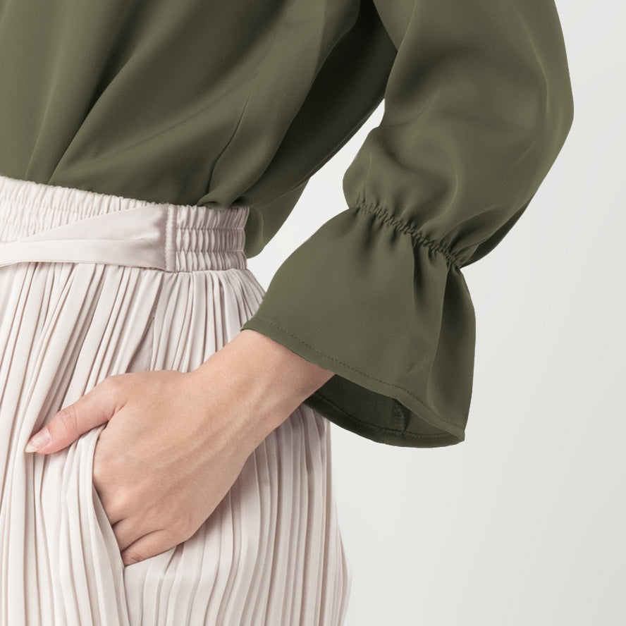 Benhill "Hyeon" Tops Kemeja Wanita Hijau Army 275-39788