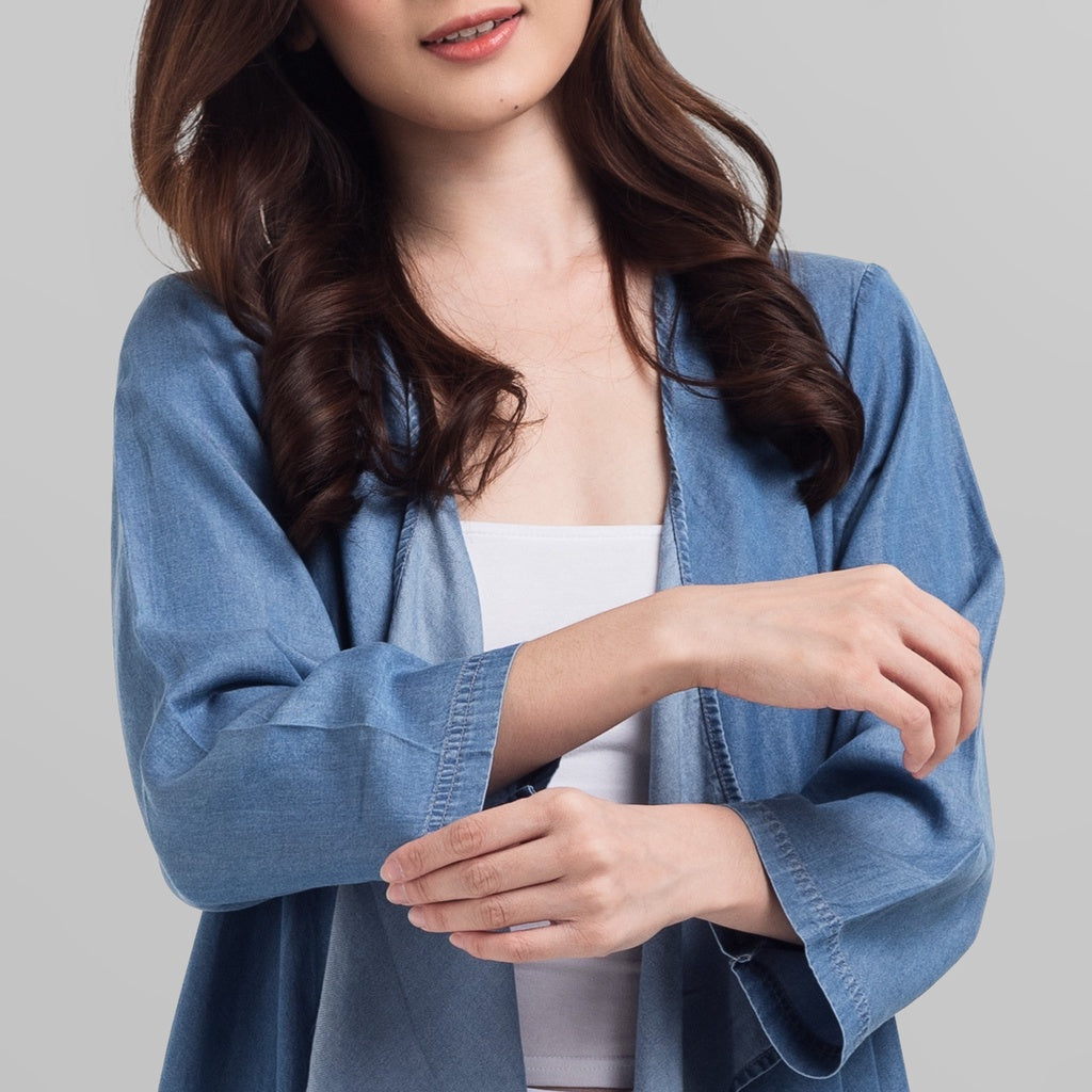 Benhill Cardigan Denim Wanita Lengan Panjang Medium Blue 757-19G17