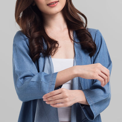 Benhill Cardigan Denim Wanita Lengan Panjang Medium Blue 757-19G17
