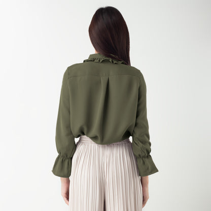 Benhill "Hyeon" Tops Kemeja Wanita Hijau Army 275-39788