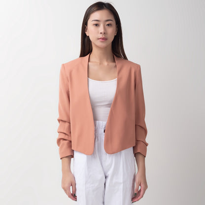 Benhill "Nayeon" Blazer Kerja / Outer Wanita Premium  Lengan Serut Salmon Pink 796-39499