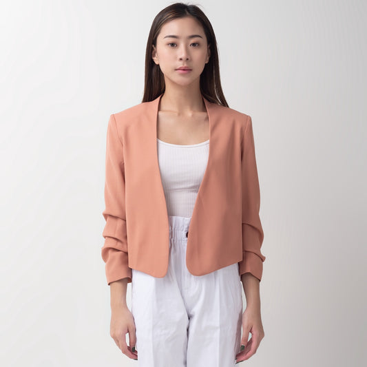 Benhill "Nayeon" Blazer Kerja / Outer Wanita Premium  Lengan Serut Salmon Pink 796-39499