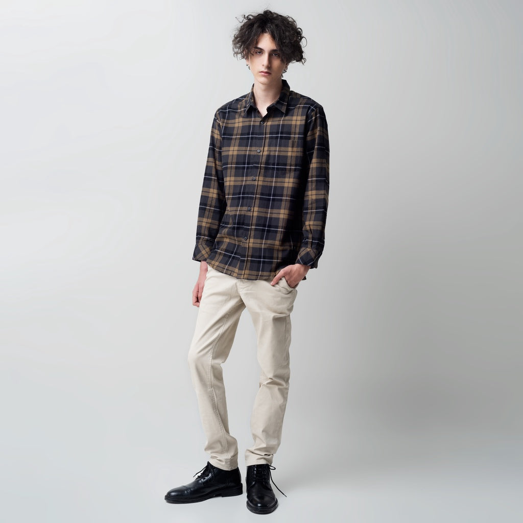 Benhill Kemeja Pria Flanel Panjang Kotak Abu 25272-11633